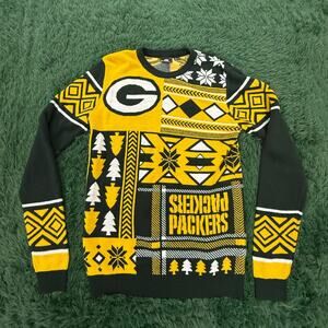 Green Bay Packers Small Christmas Ugly Sweater Style Yellow | Green